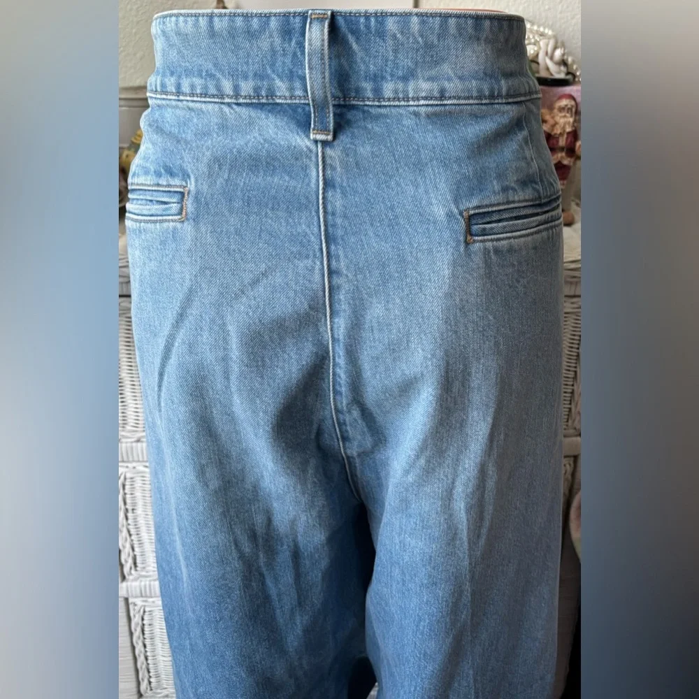 J. Crew Essential Cotton Jeans Wide Legs High Rise Ruth Blue Wash Plus Size 36W